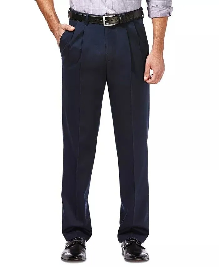 Haggar Men's Premium No Iron Khaki Dress Pants Blue 40 x 30