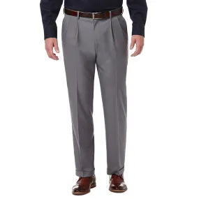Haggar Mens Regular fit Dress Pants 36 / 31 Grey Solid Stretch