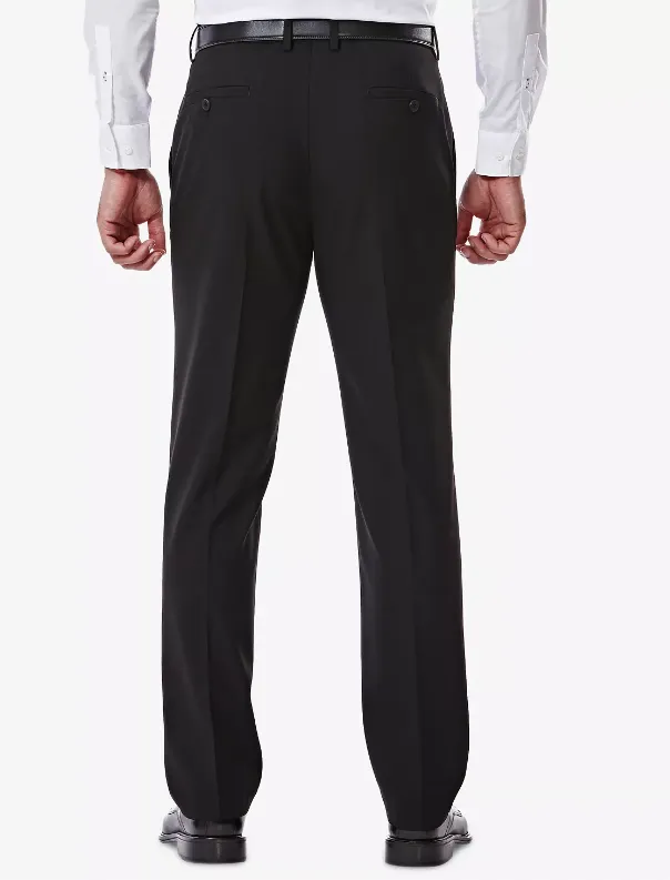 Haggar Mens Slim fit Dress Pants 34 / 32 Black Solid Stretch