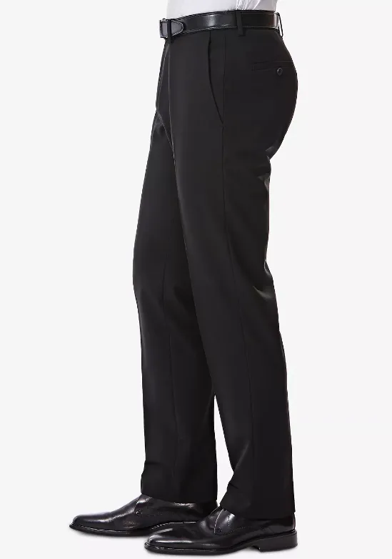 Haggar Mens Slim fit Dress Pants 34 / 32 Black Solid Stretch
