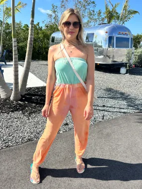 Have a Dreamsicle Tye-Die Strapless Jumpsuit