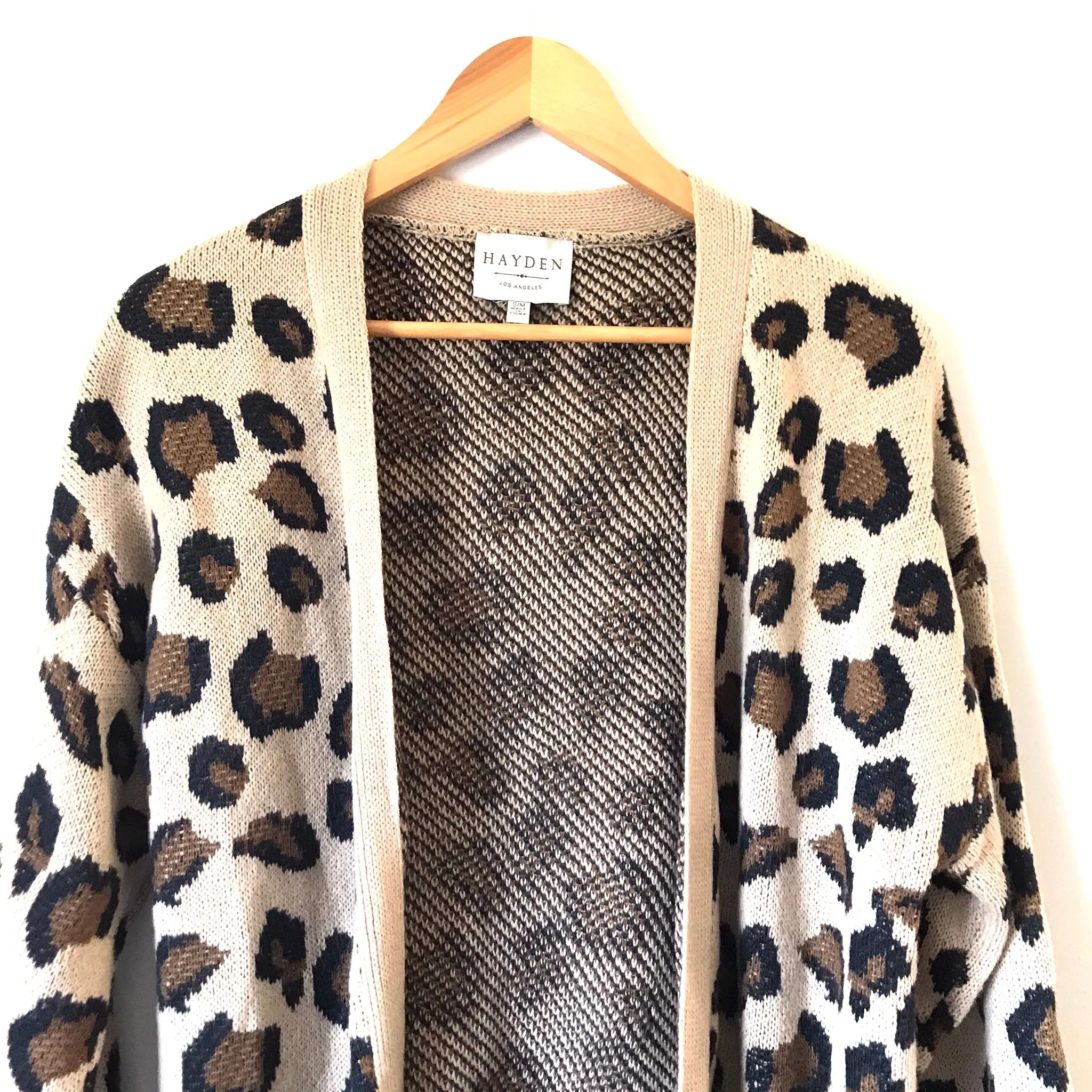 Hayden Beige Leopard Cardigan- Size S/M