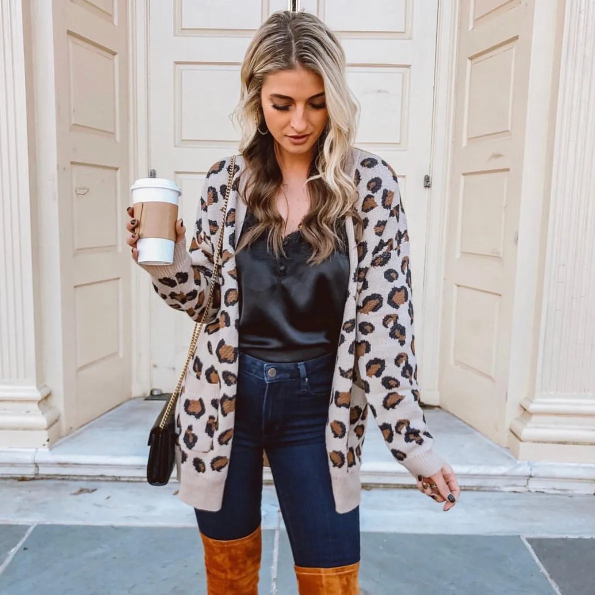 Hayden Beige Leopard Cardigan- Size S/M