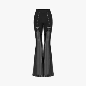 High Waist PU Leather Flare Pants