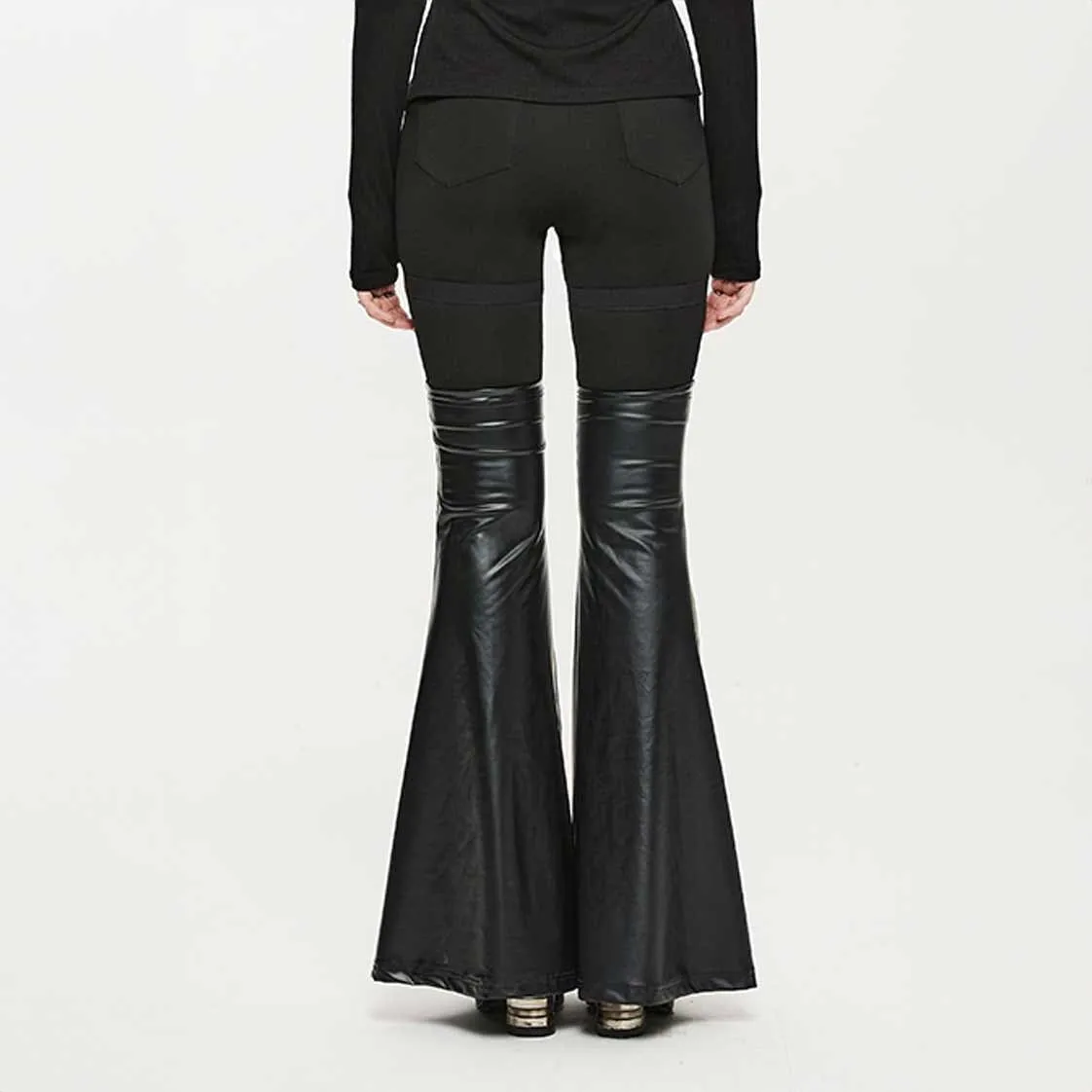 High Waist PU Leather Flare Pants