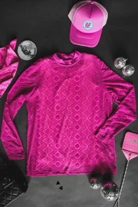 Hot Pink Western Mesh Top with Tank