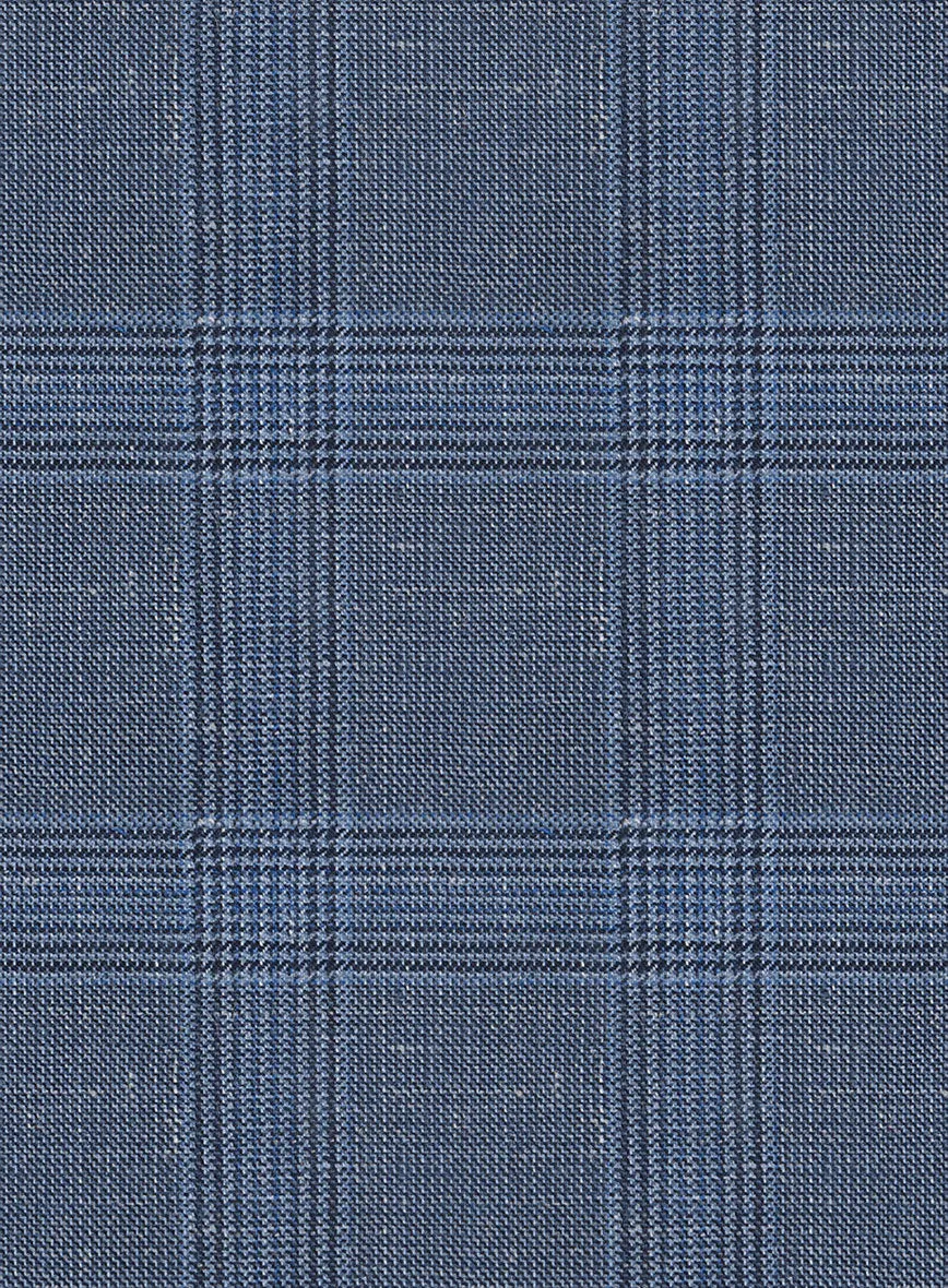 Italian Murano Enora Blue Wool Linen Silk Pants