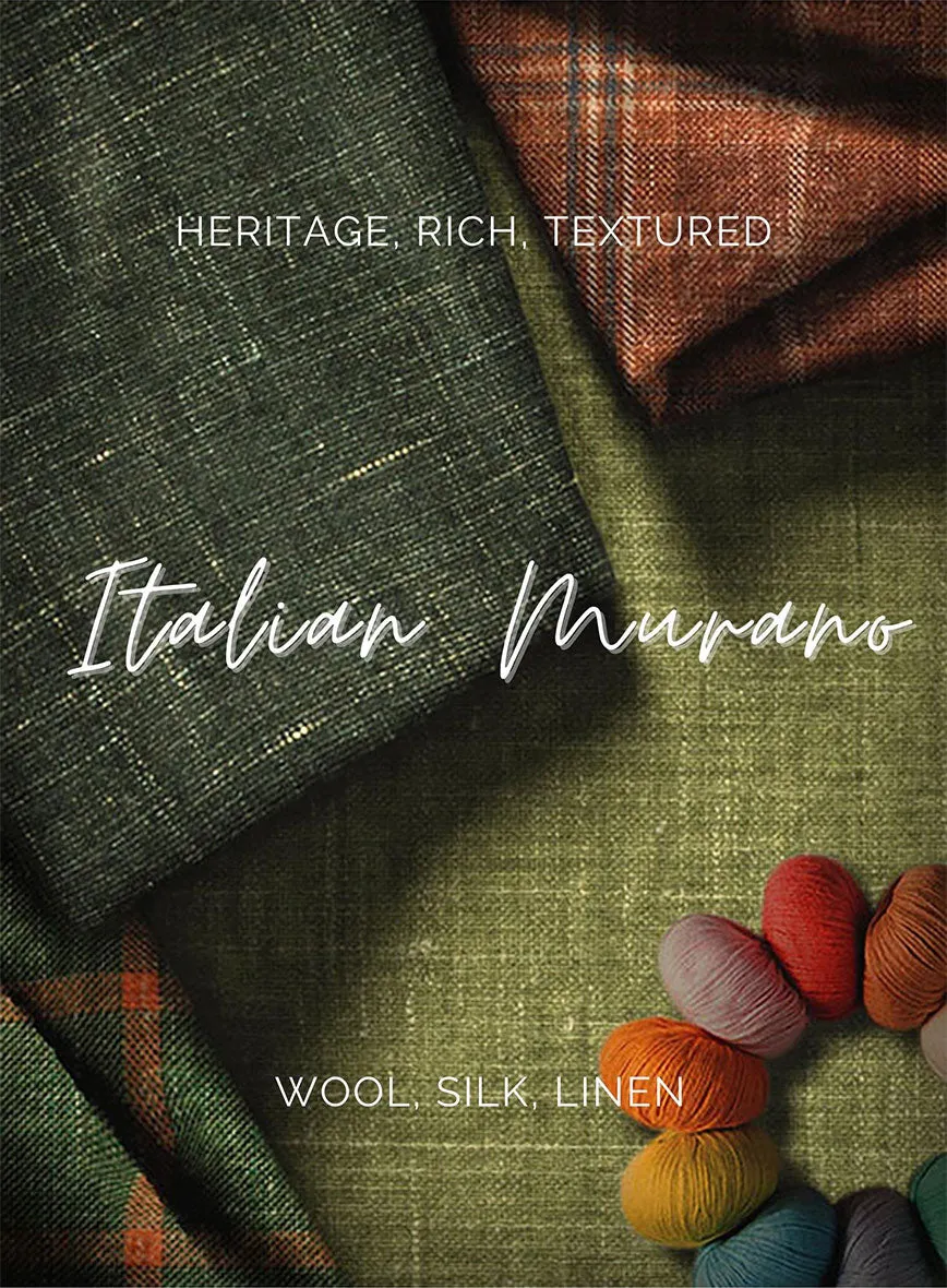 Italian Murano Enora Blue Wool Linen Silk Pants