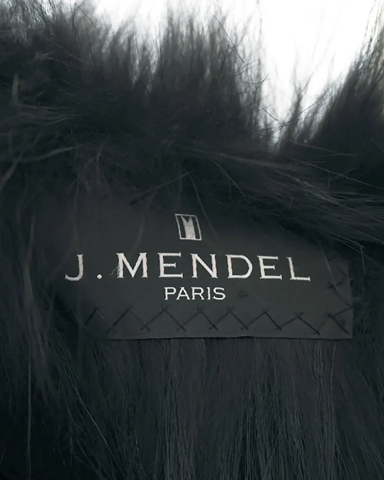 J. Mendel Black Fur Cape Jacket with Leather Buckles