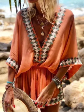 Jasmin Sommer-Jumpsuit | Bedruckter Strand-Short-Jumpsuit im Boho-Stil