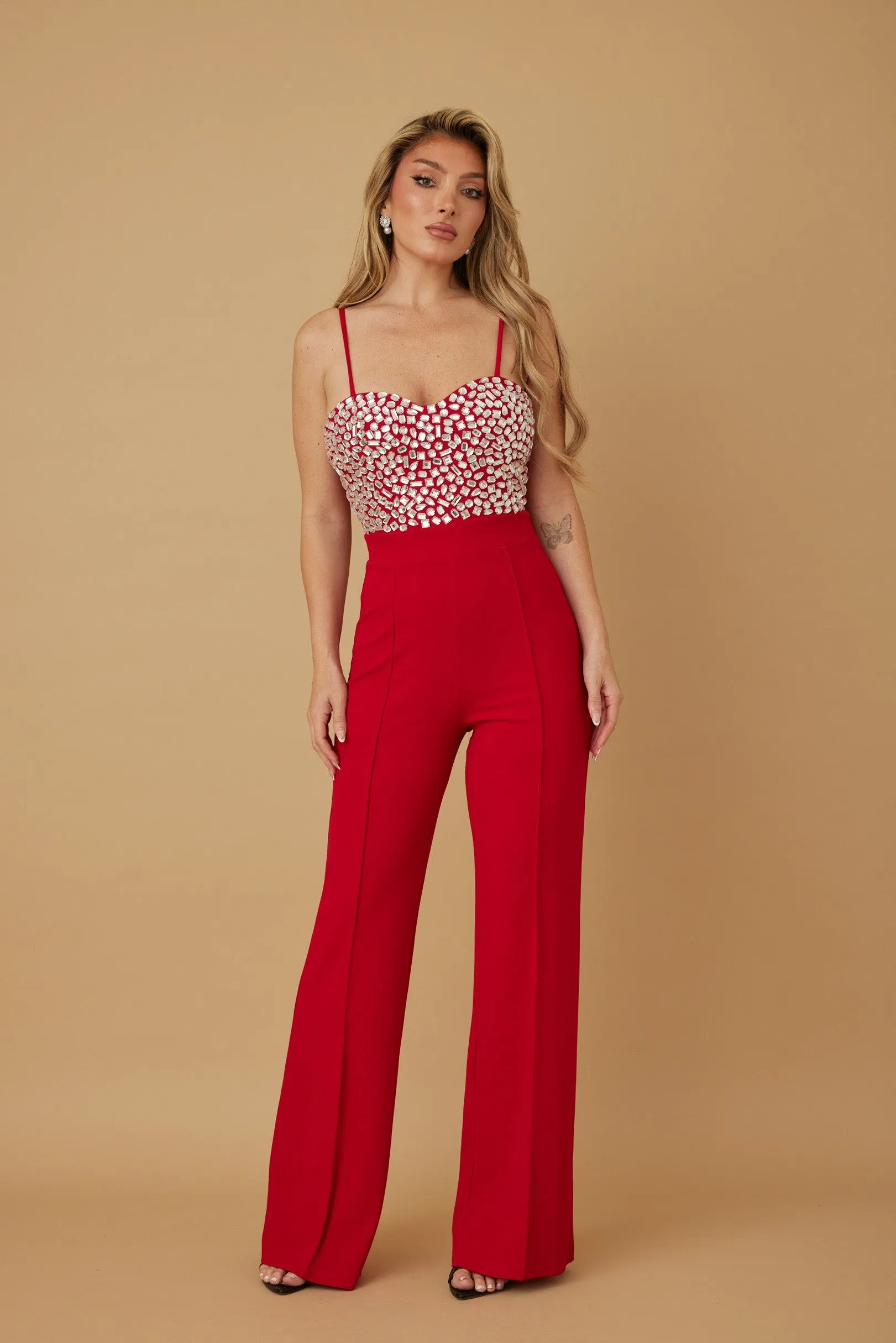 JEWEL DETAILED FASHION JUMPSUIT