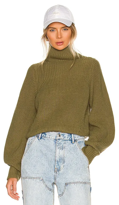 L'Academie Raylee Turtleneck Sweater in Olive