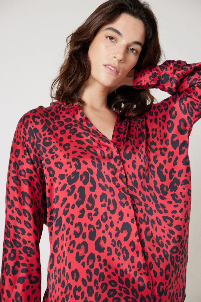 Leopard Silk Blouse