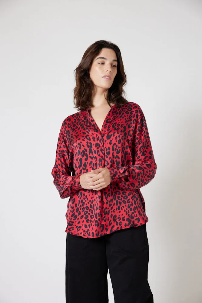 Leopard Silk Blouse
