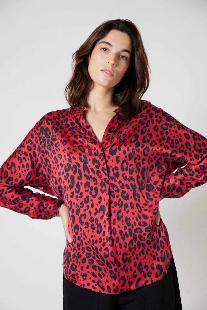 Leopard Silk Blouse