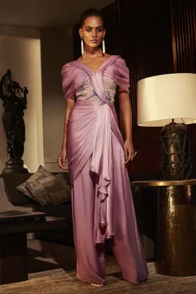 Lilac Embellished Drape Jumpsuit