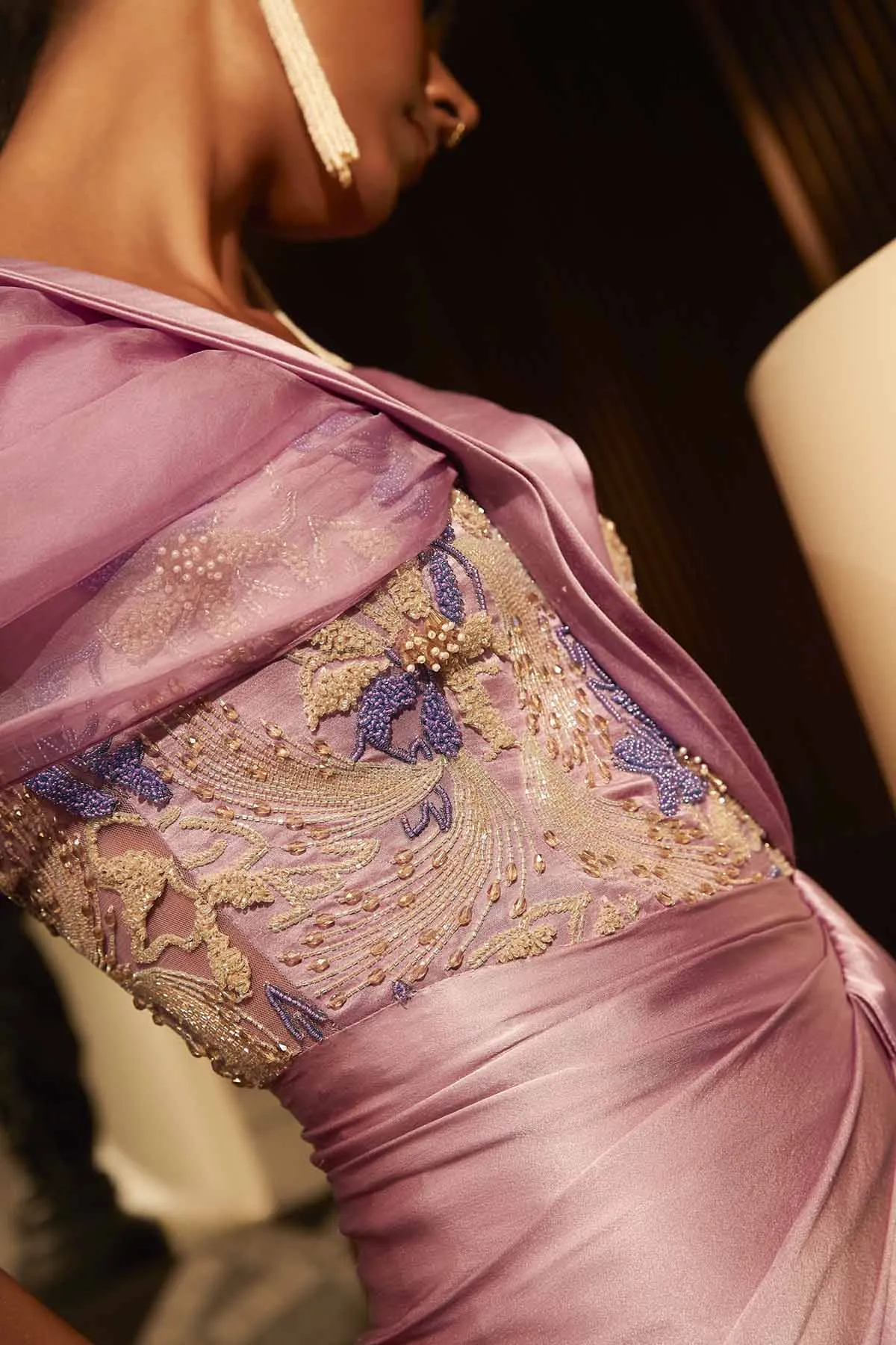 Lilac Embellished Drape Jumpsuit