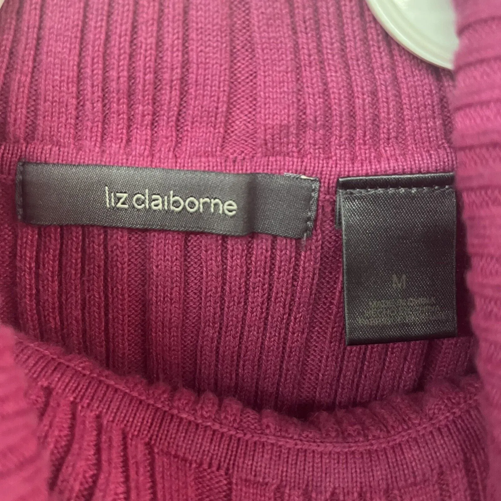 Liz Claiborne Petite Collection Sz M Pink Turtleneck Sweater Vintage