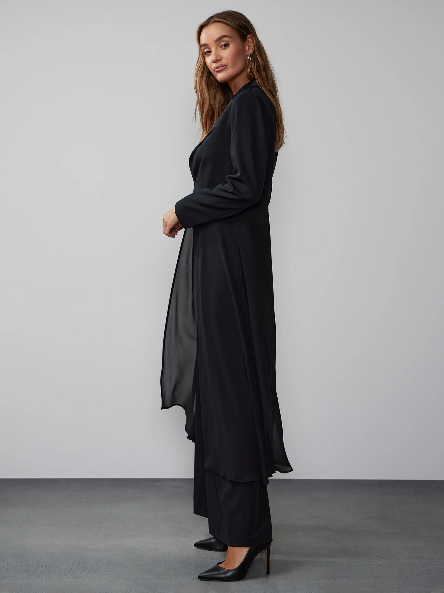 Long Sleeve Chiffon Blazer