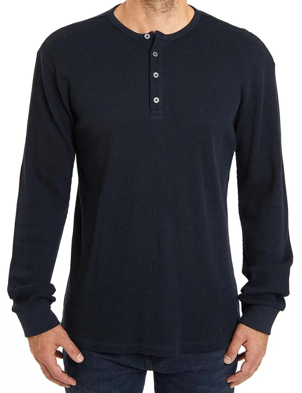 Long Sleeve Waffle Henley