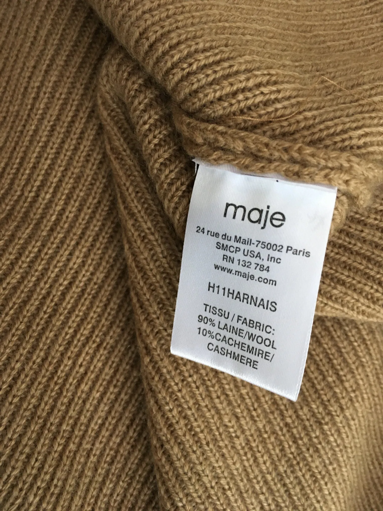 MAJE CAPE PONCHO WOOL CASHMERE KNIT HARNAIS ONE SIZE LADIES