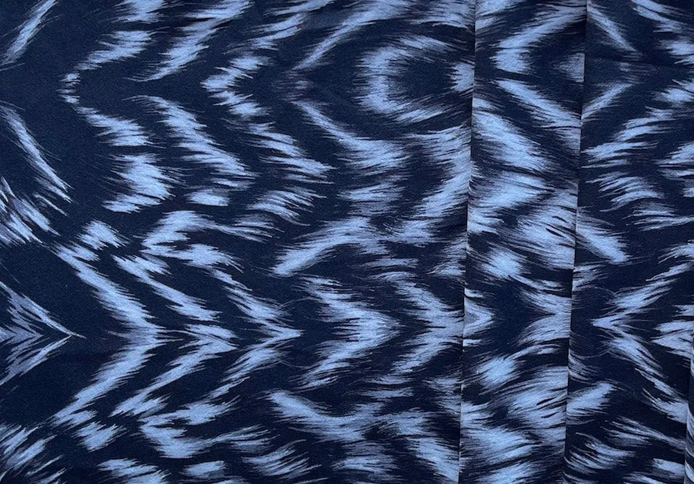 Max Mara Feathery Abstract Grey, Black & White Stretch Viscose Crepe (Made in Italy)