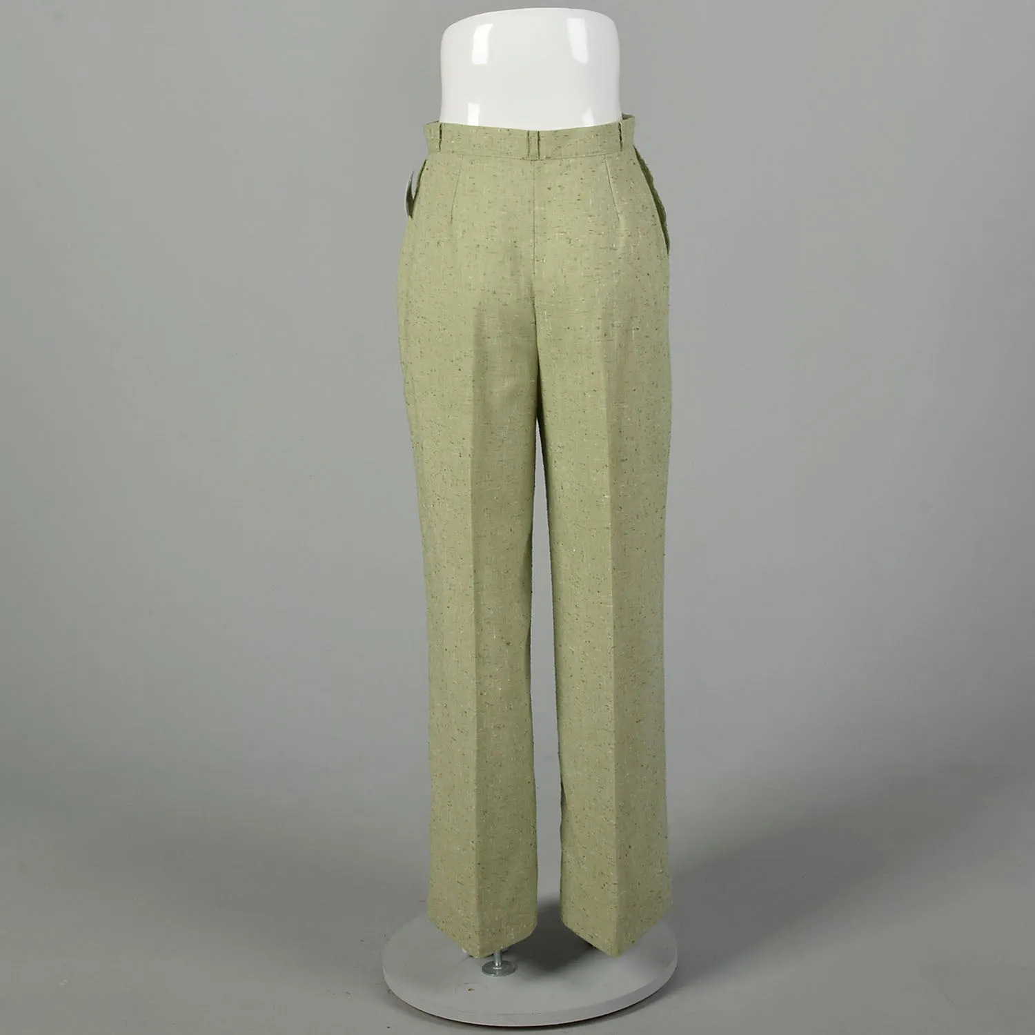 Medium 1970s Pants Green Grasshopper Applique Wide Leg High Waist