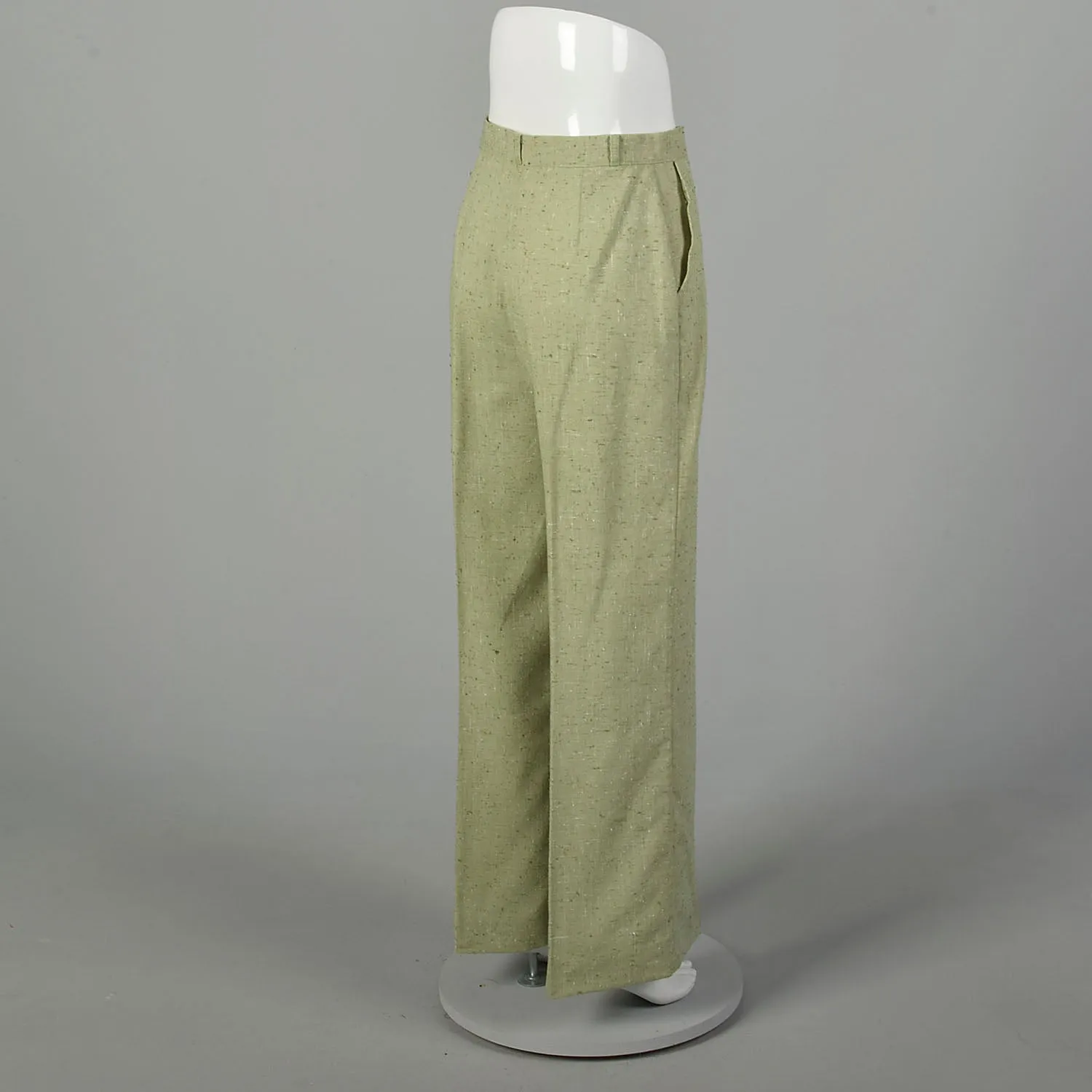 Medium 1970s Pants Green Grasshopper Applique Wide Leg High Waist