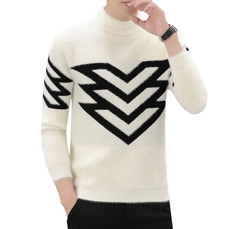 Men Fashion Heavy Knit Turtleneck Sweater