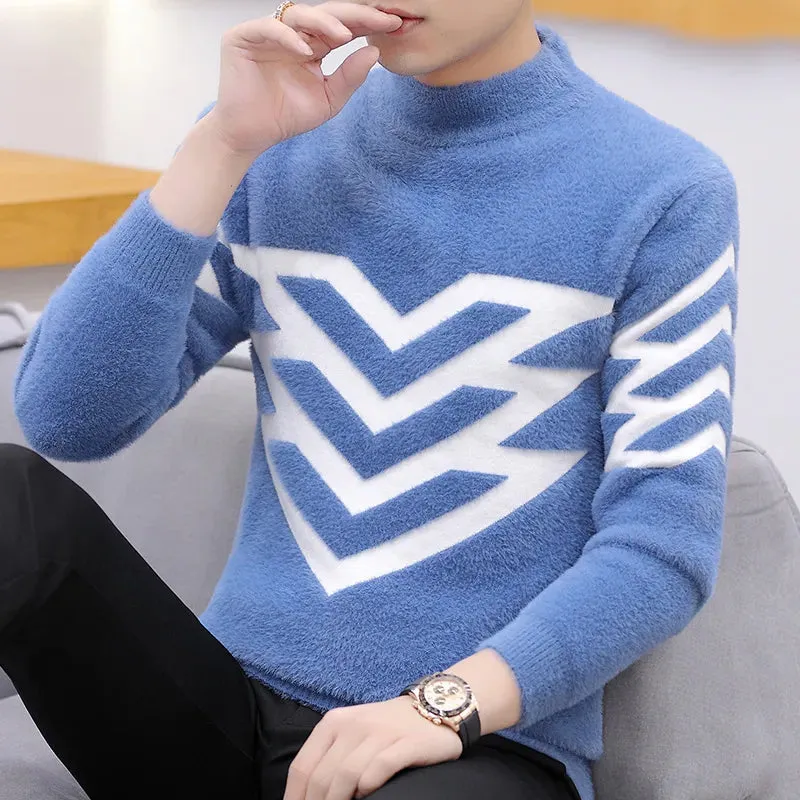 Men Fashion Heavy Knit Turtleneck Sweater