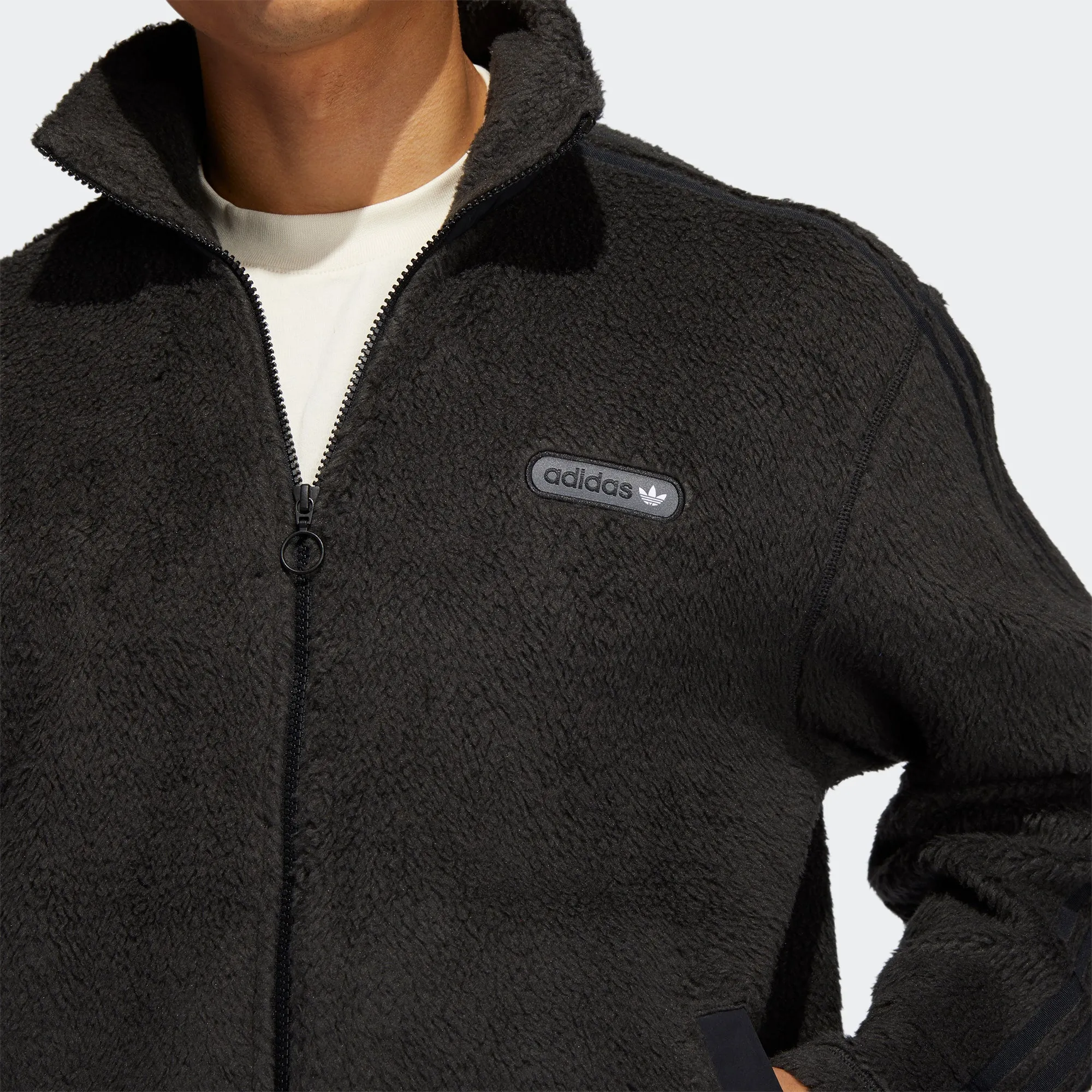 Men's adidas Originals SPRT Firebird Sherpa Track Jacket Black