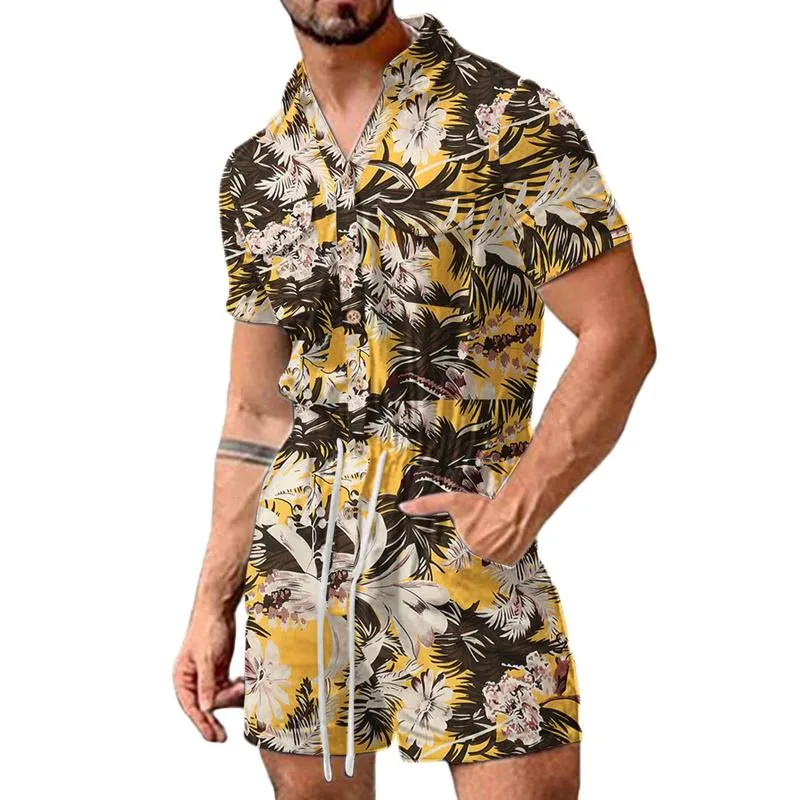 Men's Casual Flower Print Beach Jumpsuit 28736991Y