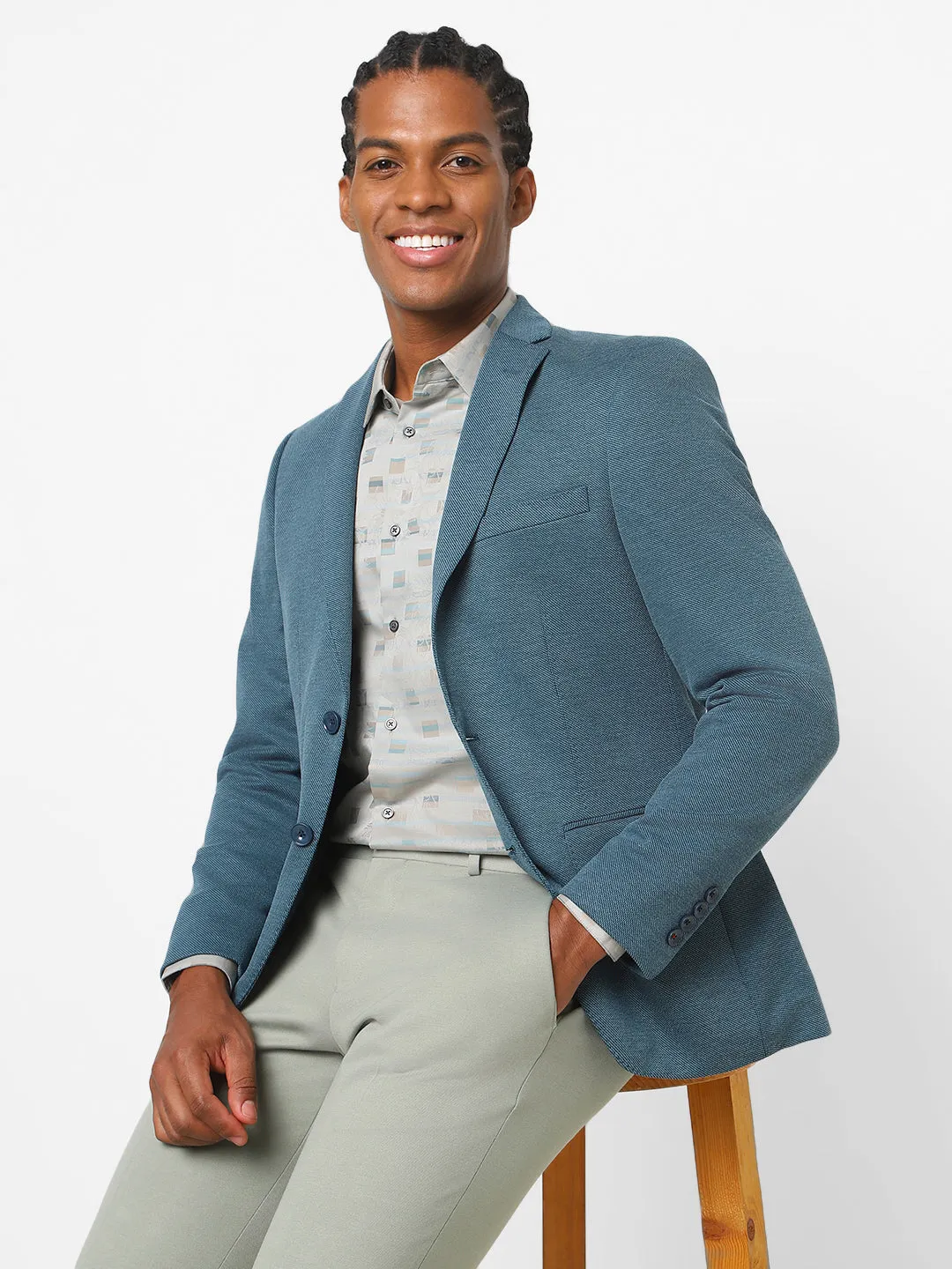 Men's Teal Blue Blazer TCJ-MILES