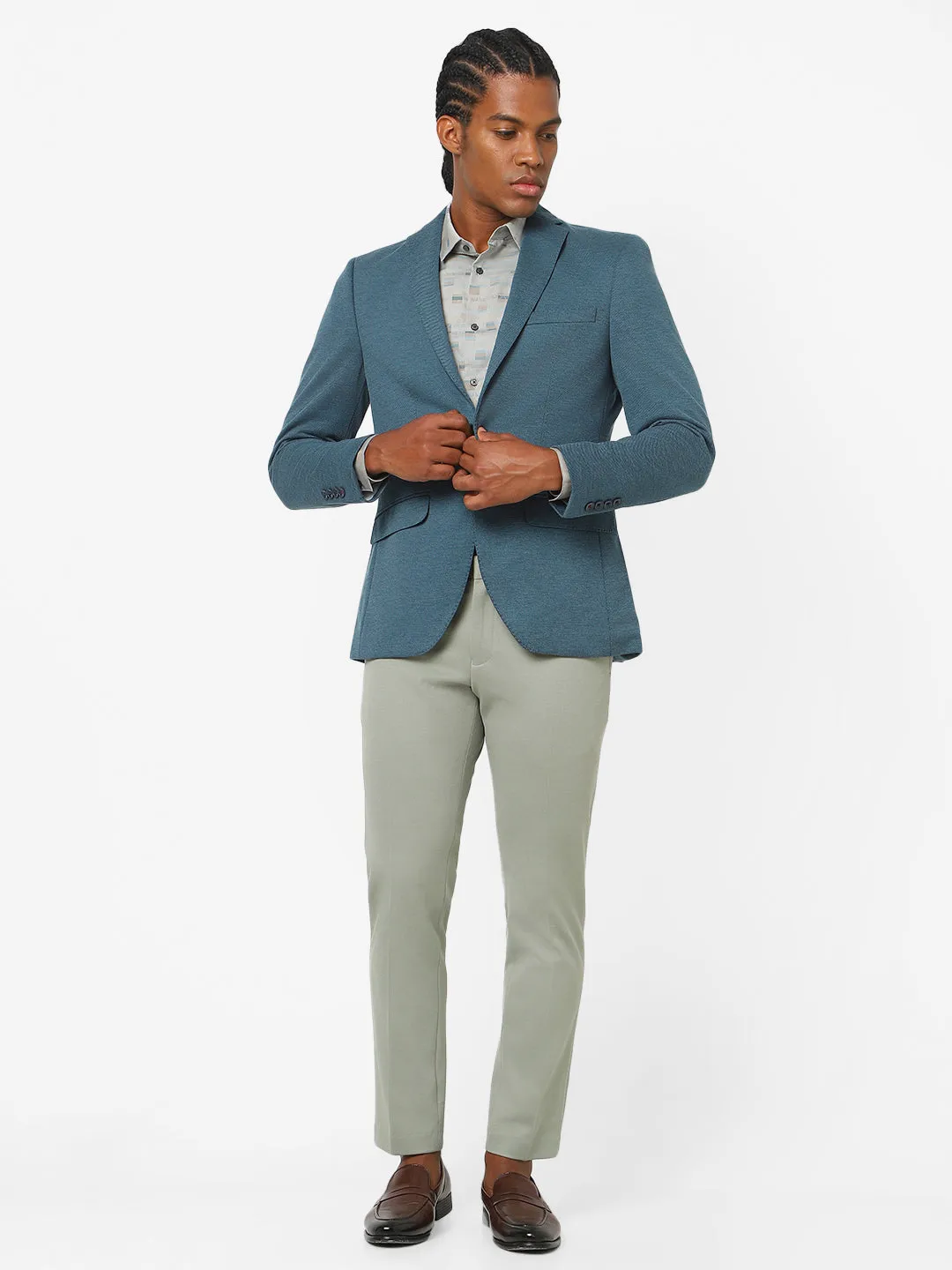 Men's Teal Blue Blazer TCJ-MILES
