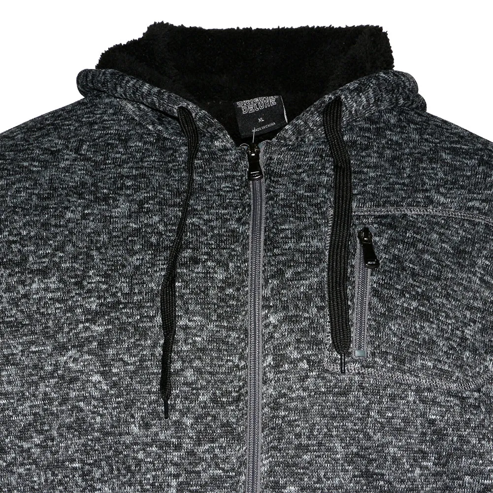 Mens Zip-Up Hoodie Jacket Sherpa Lined Heavyweight HK98589M