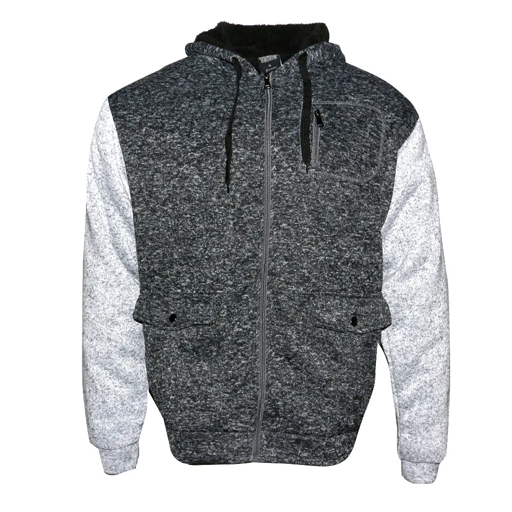 Mens Zip-Up Hoodie Jacket Sherpa Lined Heavyweight HK98589M