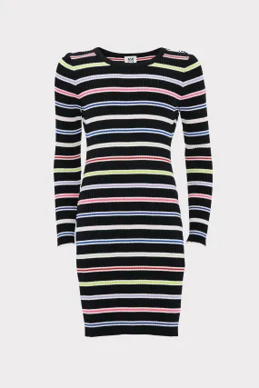 Milly Minis Multi Stripe Long Sleeve Dress