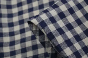 Mina Check Navy Washed Linen