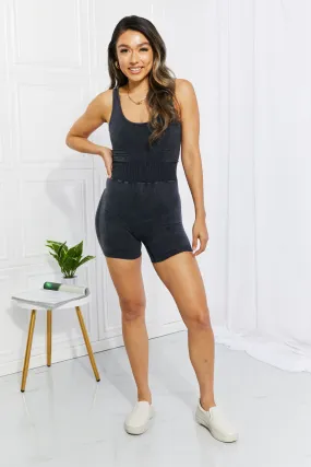 *MINERAL WASHED ROMPER CHARCOAL