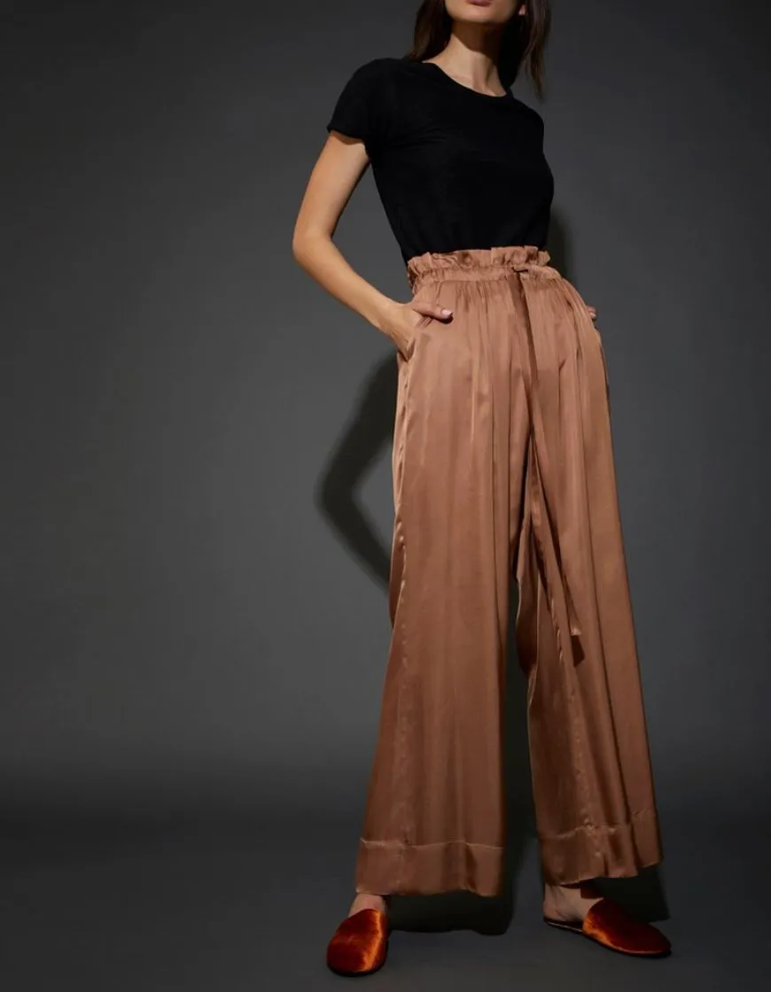 Nation Canal Street Luxe Sateen Paperbag Pant - Toffee