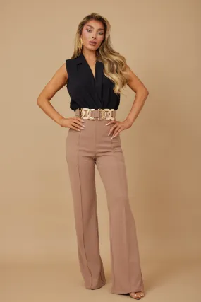 New Mocha High Waist Fashion Pants
