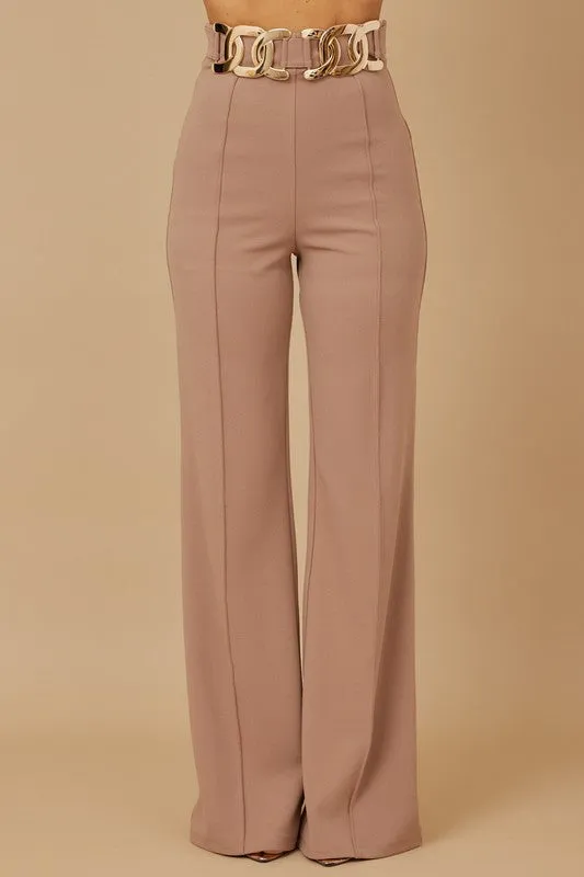 New Mocha High Waist Fashion Pants