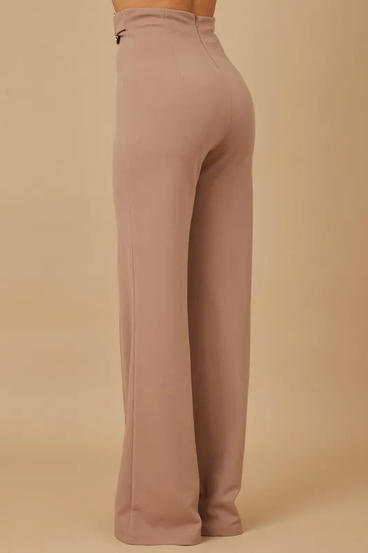 New Mocha High Waist Fashion Pants