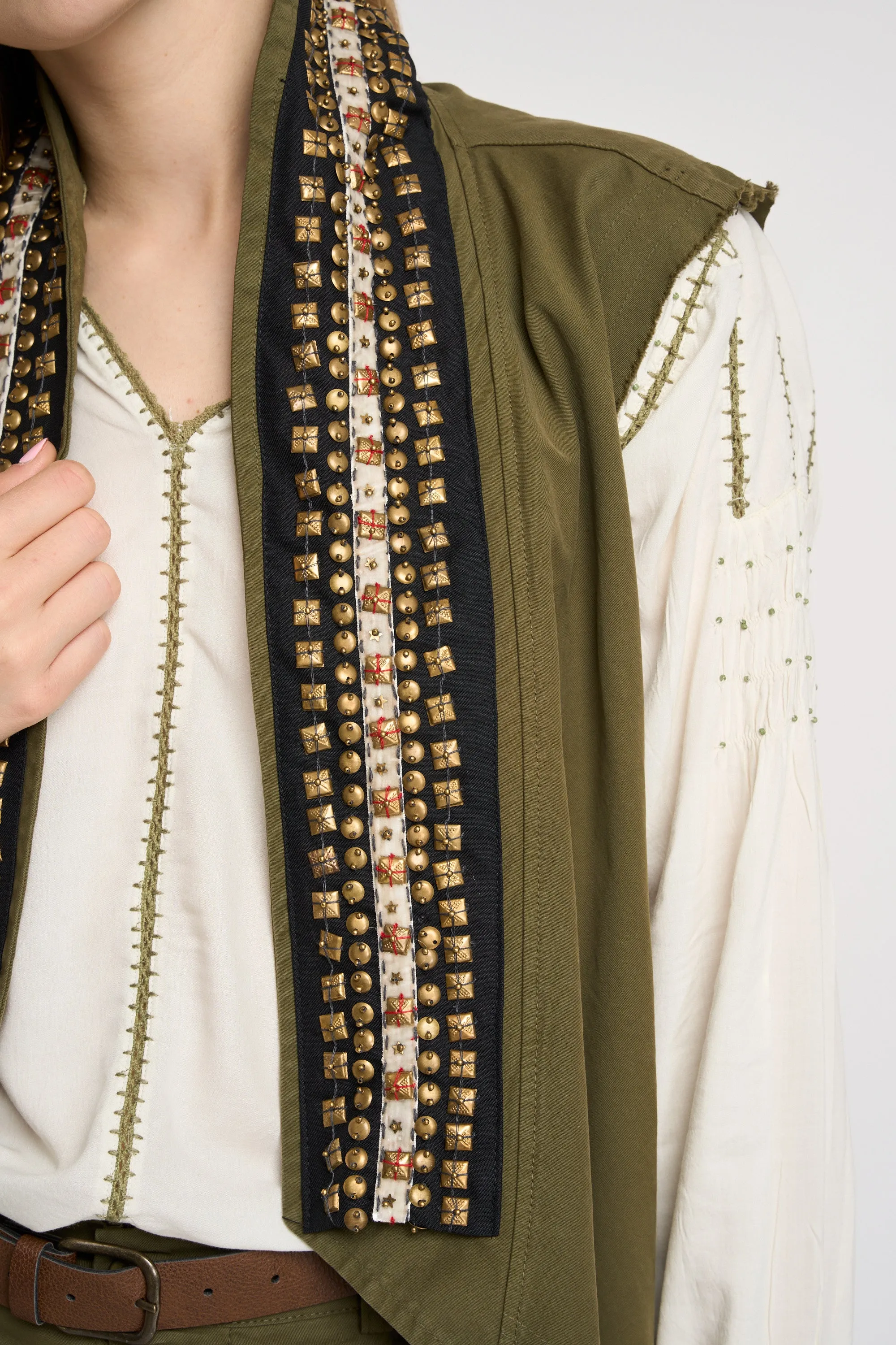 NINA MARS Gilet Lungo con applicazioni 5609