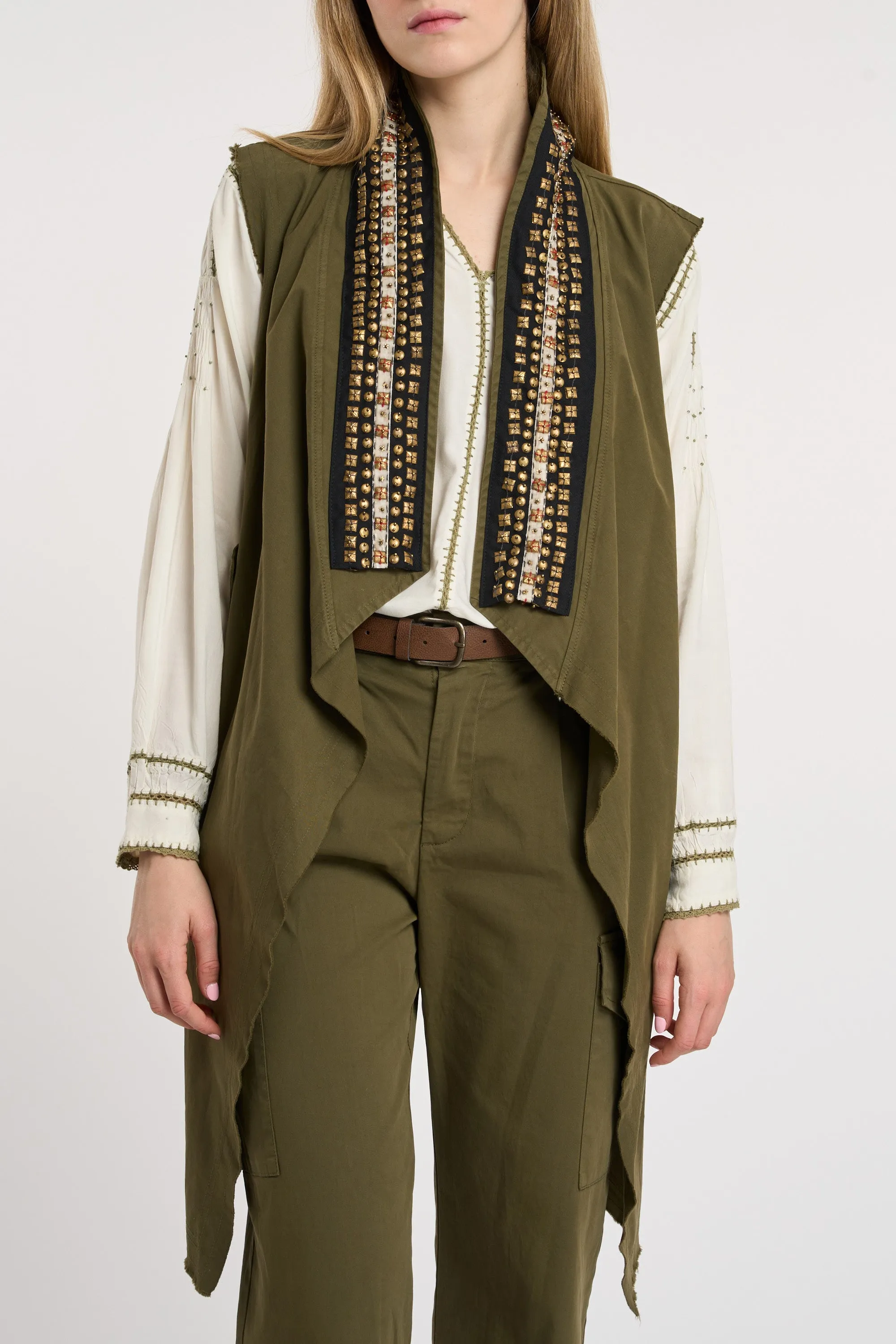 NINA MARS Gilet Lungo con applicazioni 5609