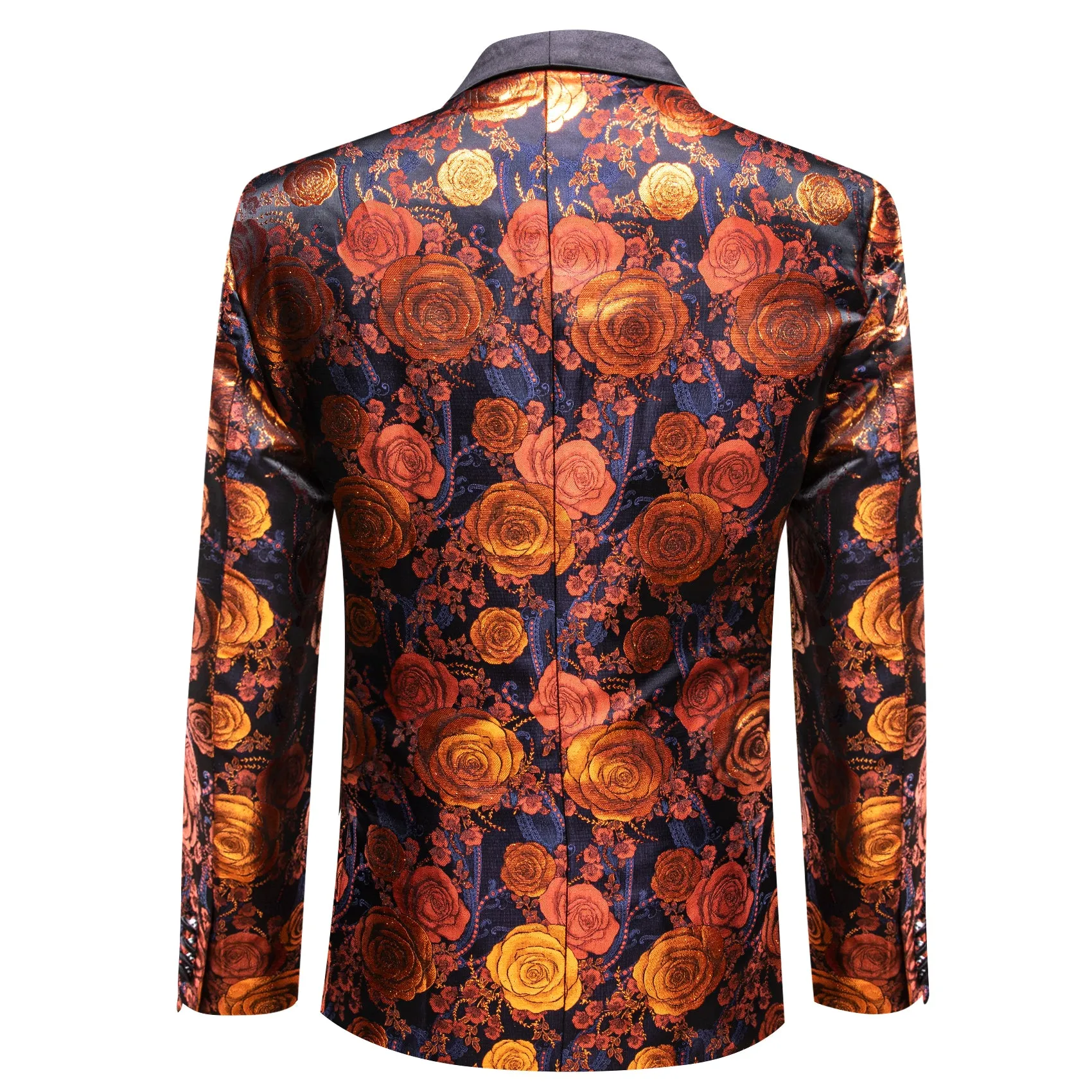 Orange Navy Floral Rose Men's Suit for Party