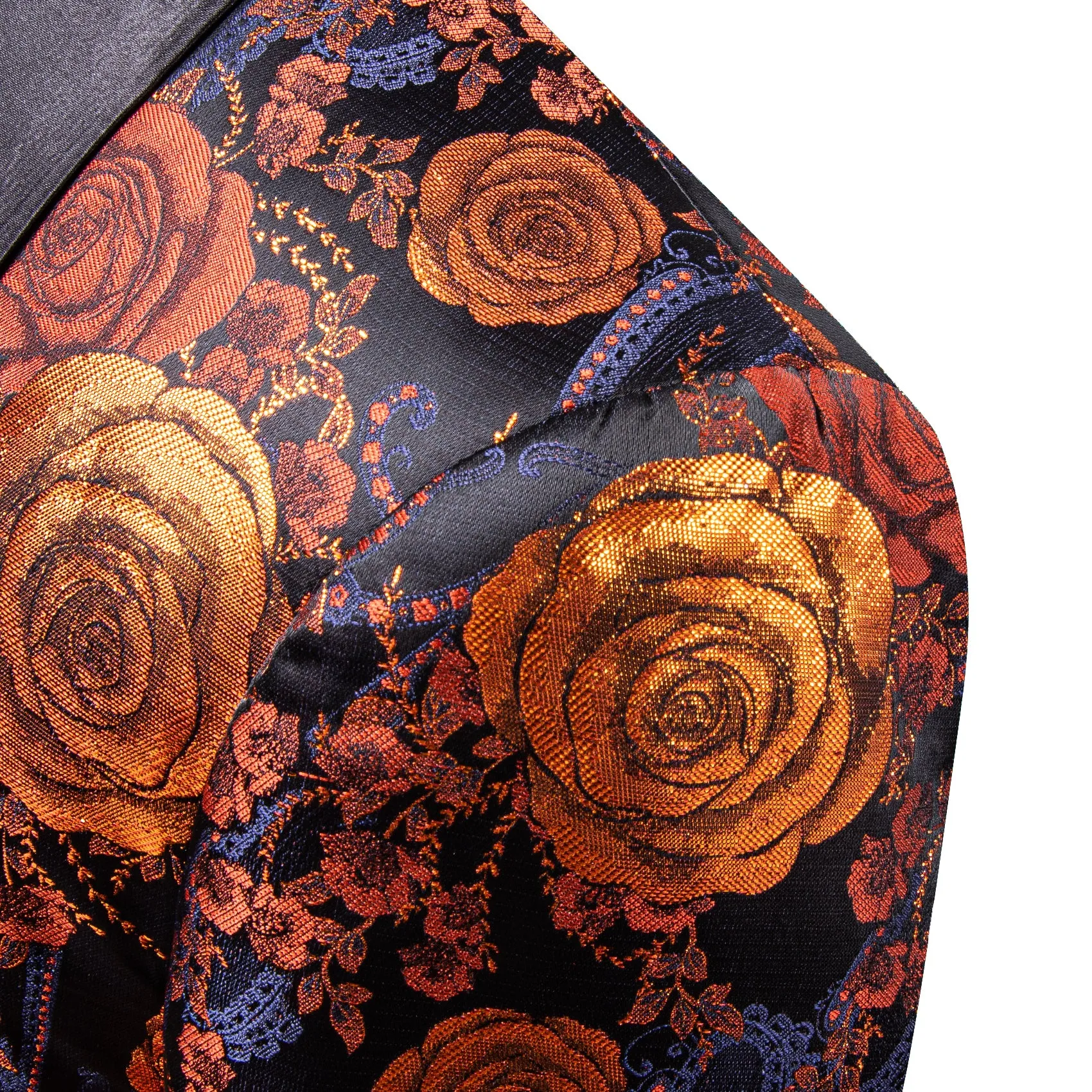 Orange Navy Floral Rose Men's Suit for Party