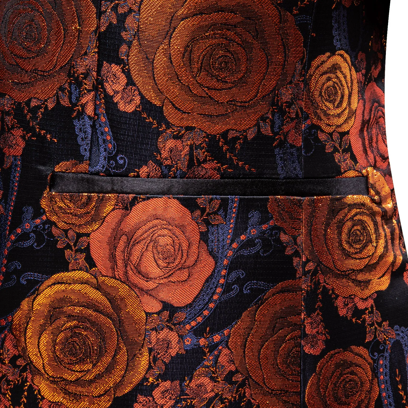 Orange Navy Floral Rose Men's Suit for Party