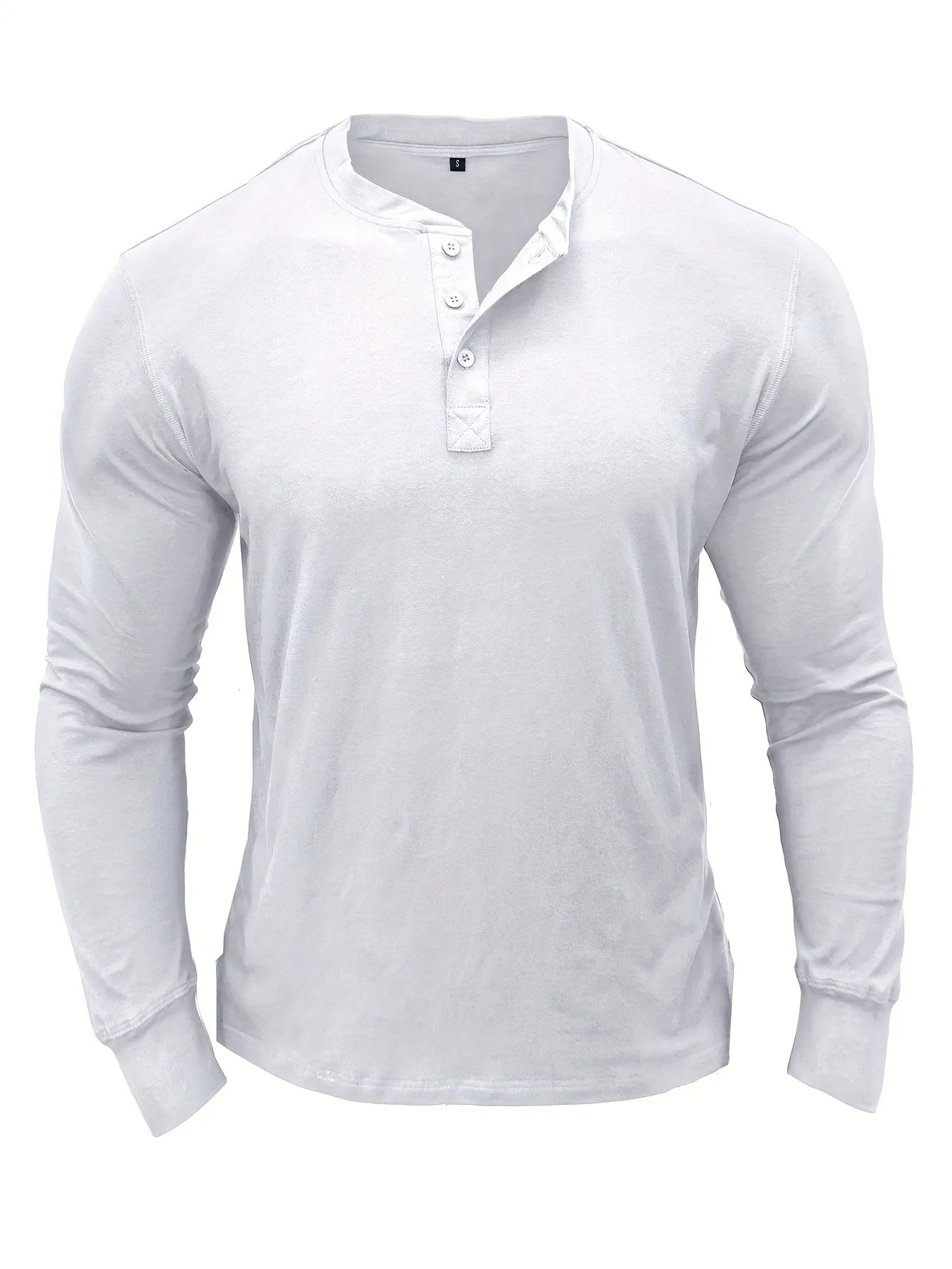 OudHeer - Heren Lange Mouw Casual Henley Shirt met Knopdetail