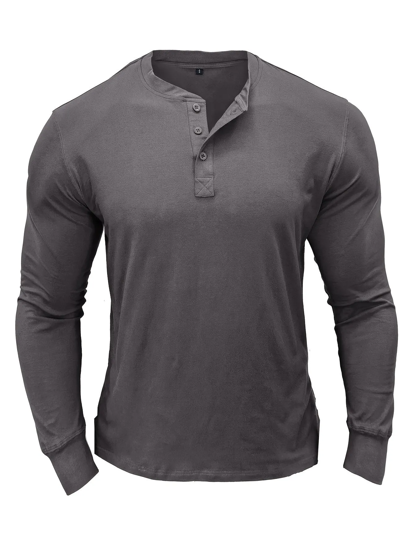 OudHeer - Heren Lange Mouw Casual Henley Shirt met Knopdetail